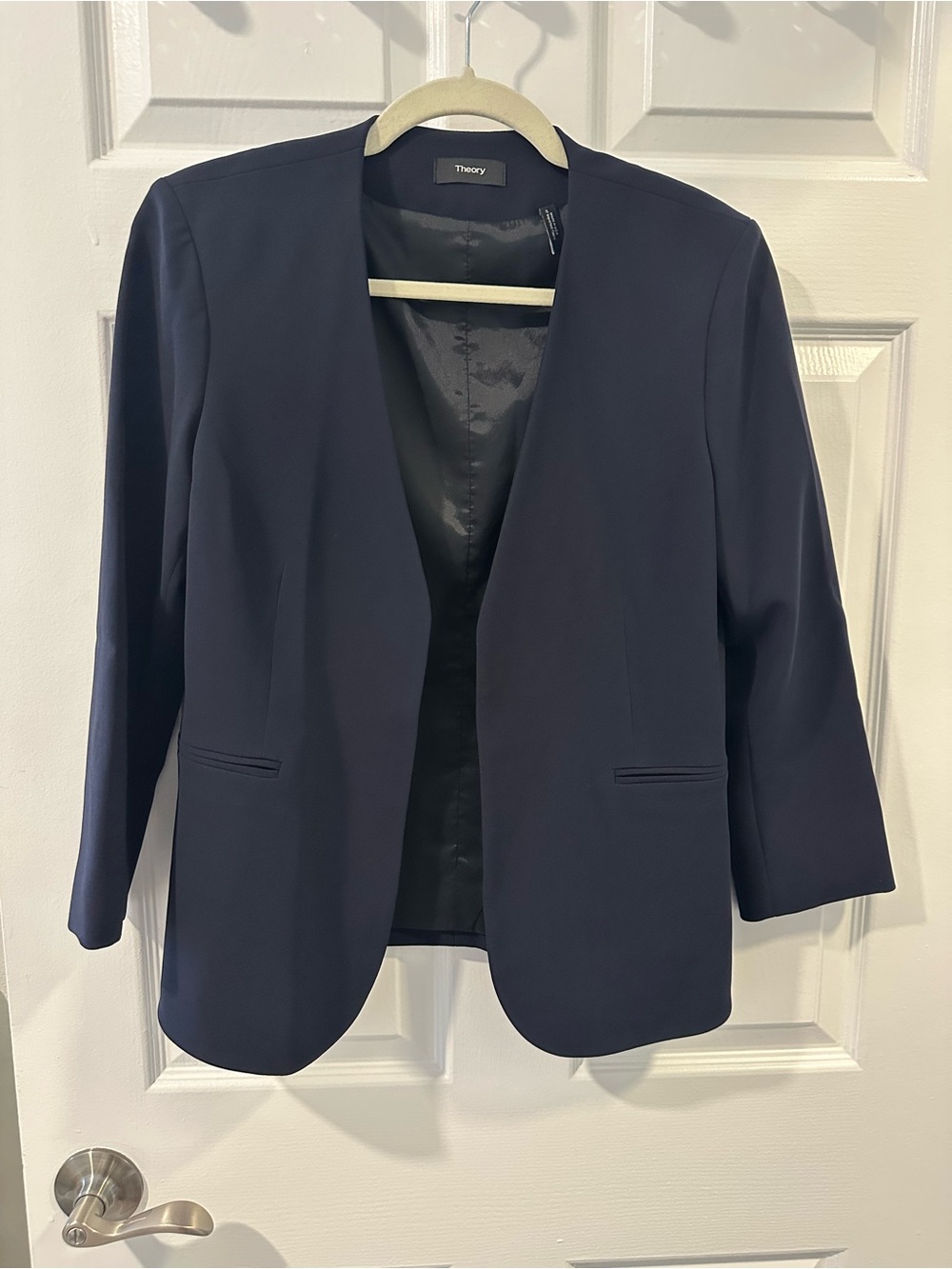 THEORY Navy Open Front Blazer Size 8
